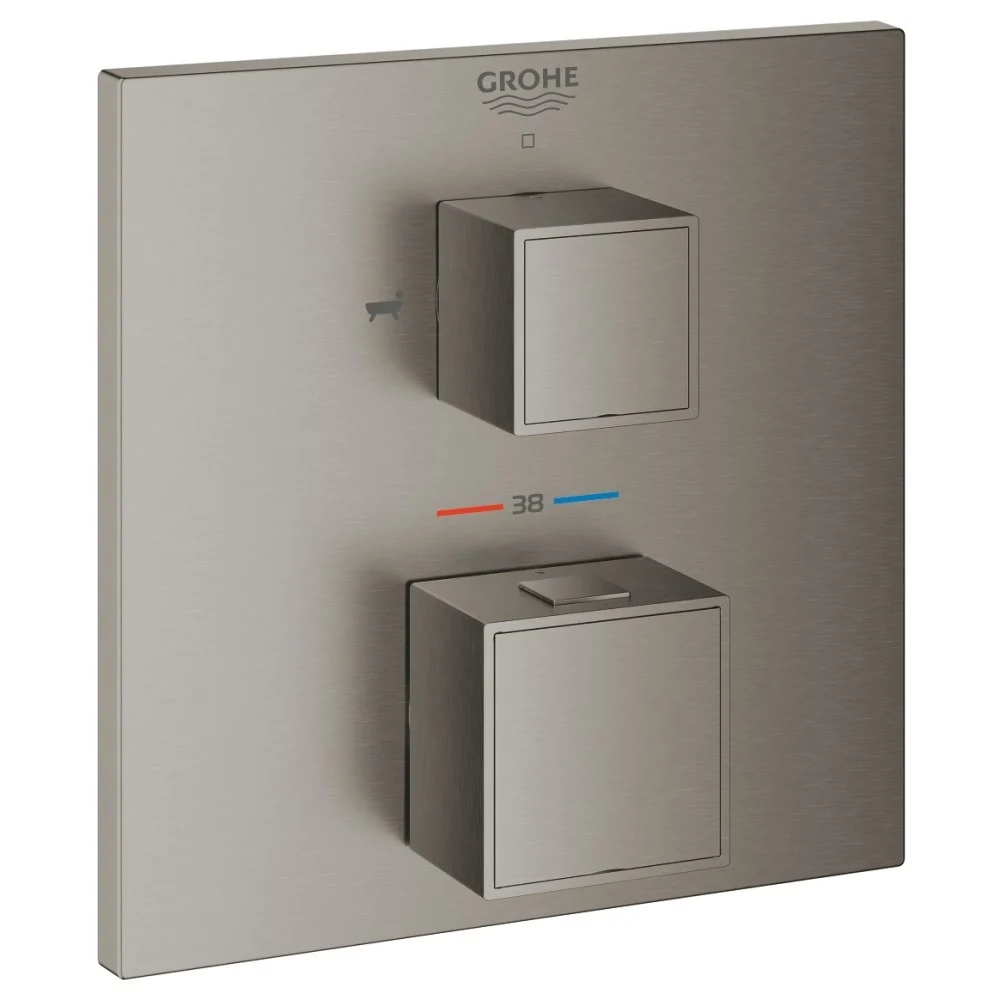 Grohe Grohtherm Cube Baterie cada dus cu termostat, 2 iesiri, antracit mat (brushed hard graphite)