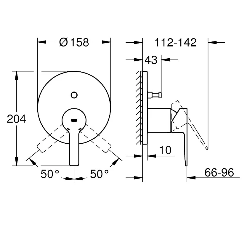 Grohe Lineare Baterie cada dus monocomanda incastrata, 2 iesiri, aspect inox