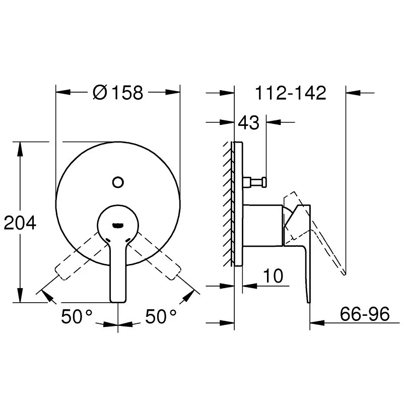 Grohe Lineare Baterie cada dus monocomanda incastrata, 2 iesiri, antracit mat (brushed hard graphite)