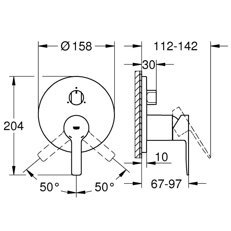 Grohe Lineare Baterie cada dus monocomanda incastrata, 3 iesiri, antracit mat (brushed hard graphite)