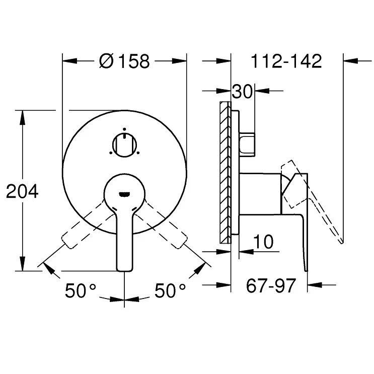 Grohe Lineare Baterie cada dus monocomanda incastrata, 3 iesiri, aspect inox