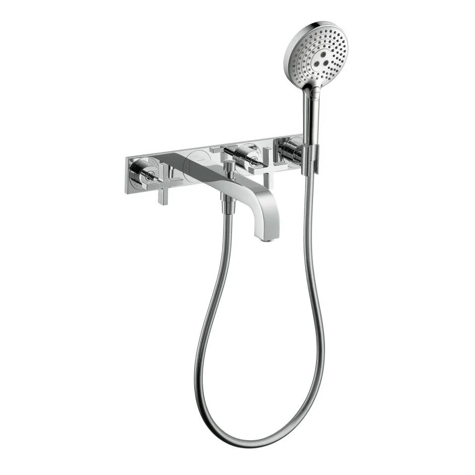 Hansgrohe Axor Citterio Baterie cada dus cu 3 gauri cu placa, montaj pe perete, manere cruce