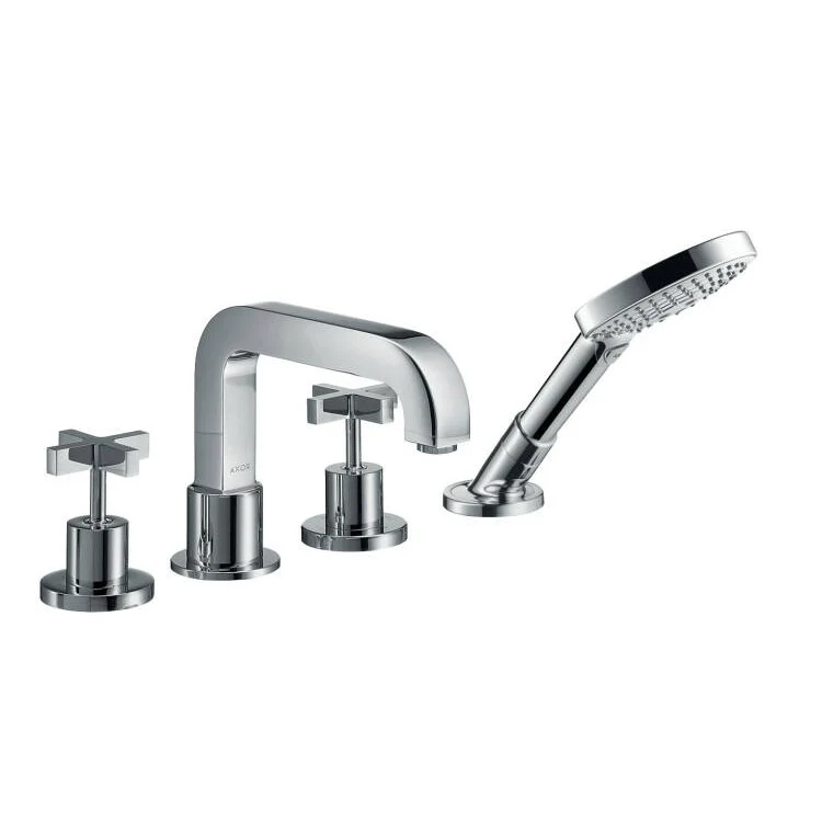 Hansgrohe Axor Citterio Baterie cada dus cu 4 gauri, montaj langa cada, manere cruce