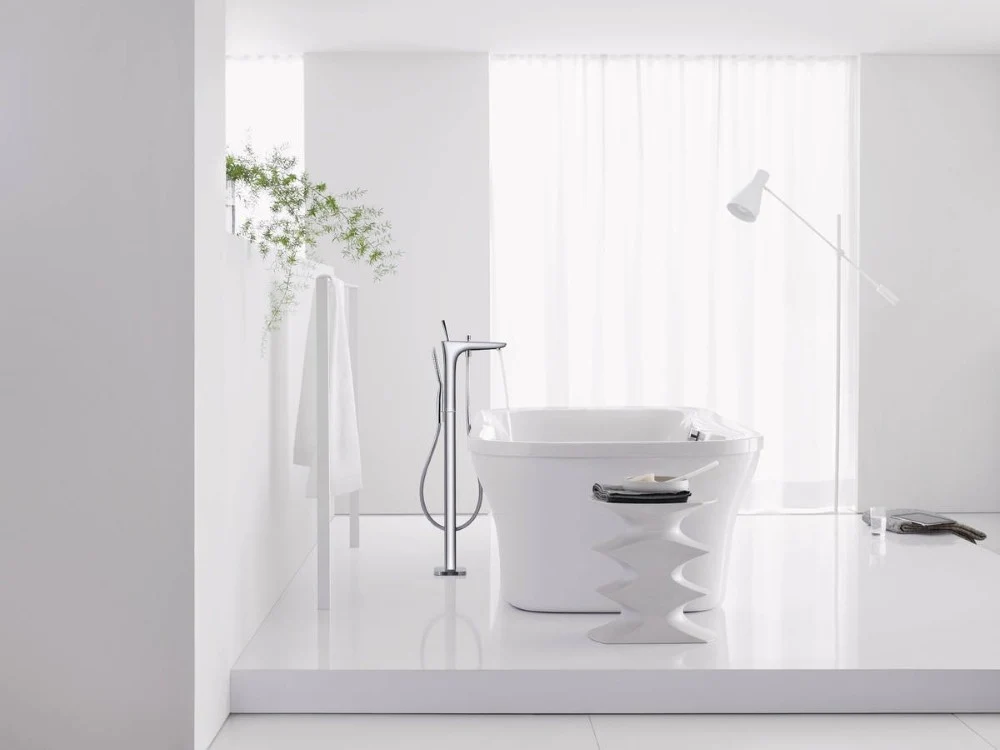 Hansgrohe PuraVida Baterie cada si dus monocomanda cu montaj pe pardoseala, crom