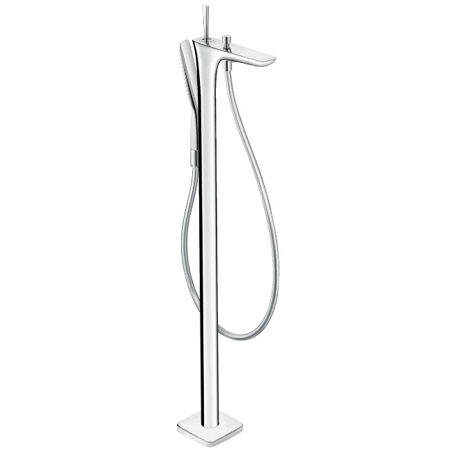 Hansgrohe PuraVida Baterie cada si dus monocomanda cu montaj pe pardoseala, crom