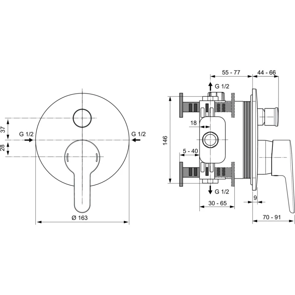 Ideal Standard Ceraplus 2 Baterie cada dus monocomanda, incastrata