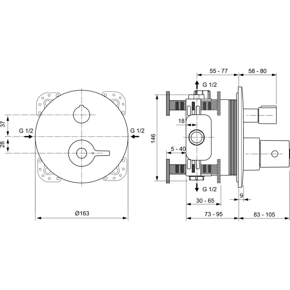 Ideal Standard Ceraplus 2 Baterie cada dus monocomanda cu termostat, incastrata