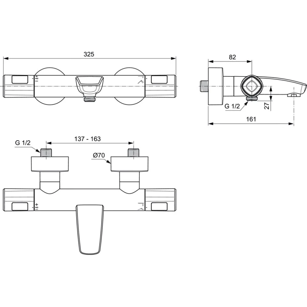 Ideal Standard CeraTherm T100 Baterie cada dus cu termostat