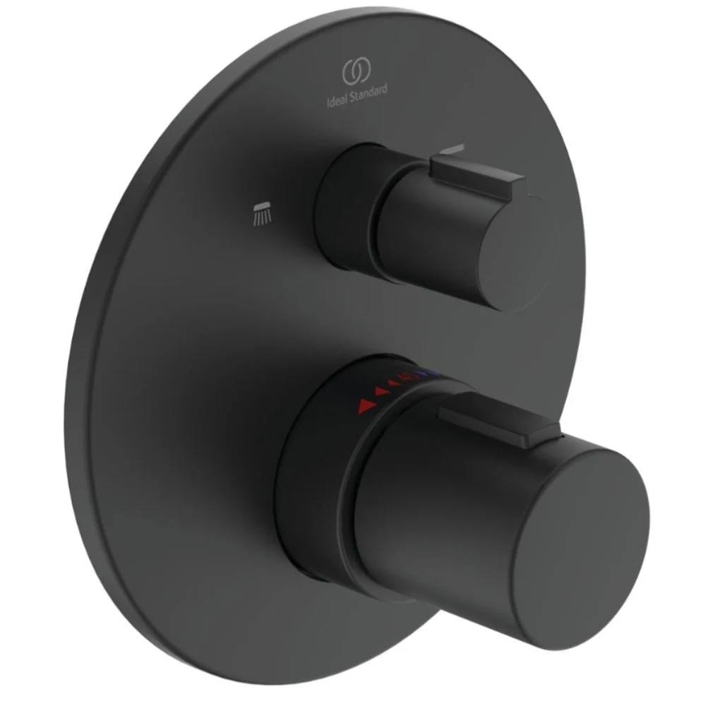 Ideal Standard CeraTherm T100 Baterie cada dus cu termostat, incastrata, negru mat (silk black)
