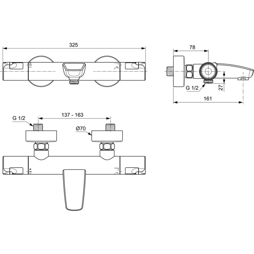 Ideal Standard CeraTherm T50 Baterie cada dus cu termostat