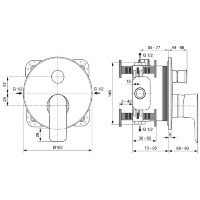 Ideal Standard Connect Air Baterie cada dus incastrata