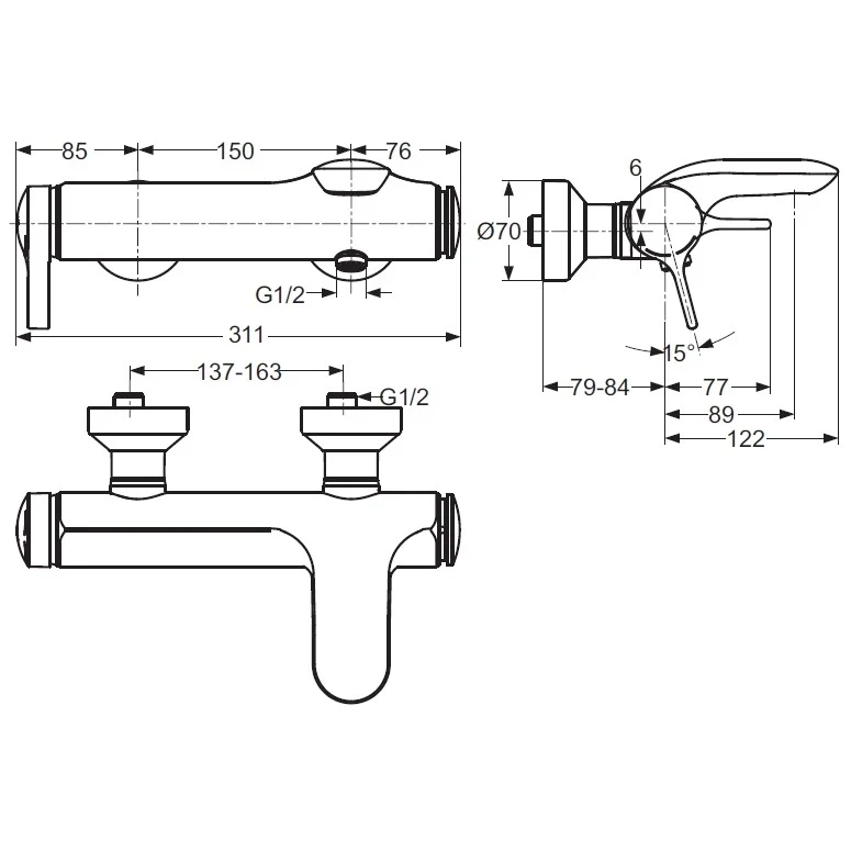 Ideal Standard Melange Baterie cada dus monocomanda