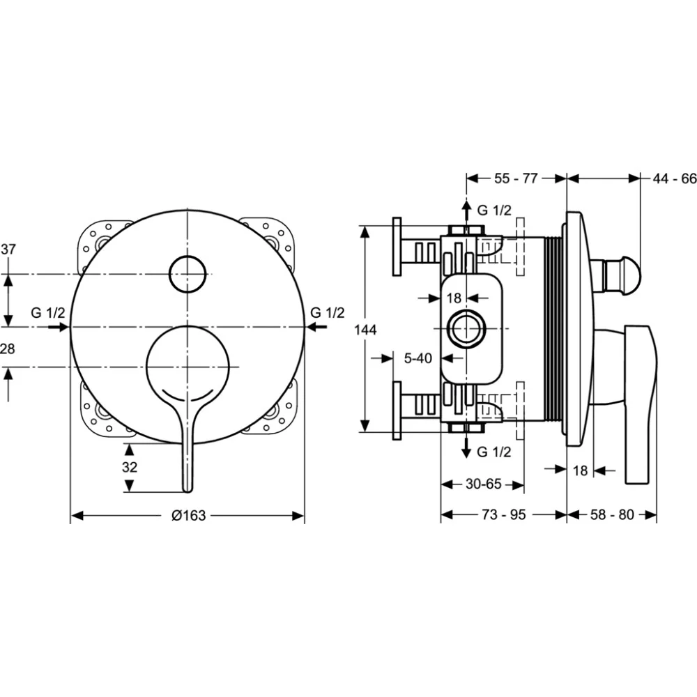 Ideal Standard Melange Baterie cada dus monocomanda, incastrata