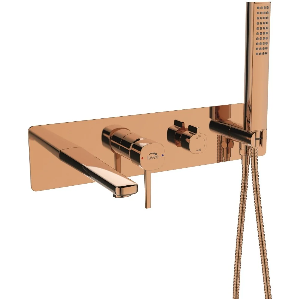 Laveo Pola Baterie cada dus monocomanda cu cadru si set dus, auriu roze (rose gold)
