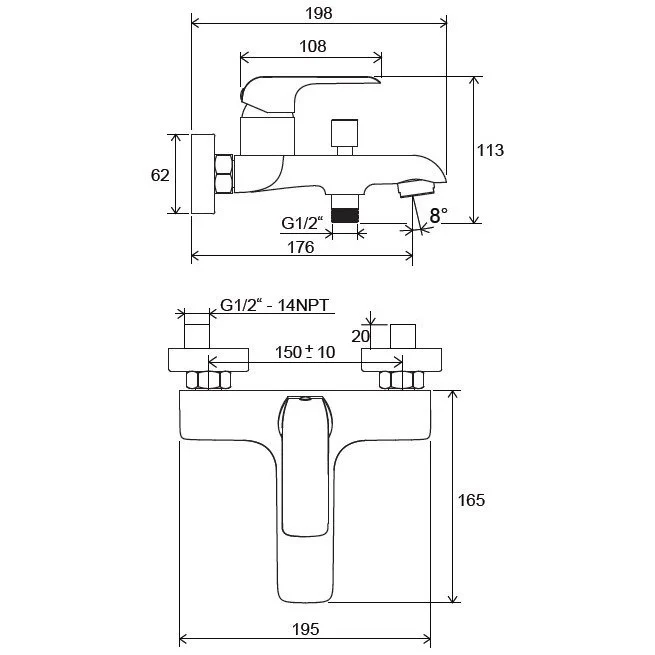 Ravak Flat Baterie cada dus monocomanda, montaj pe perete