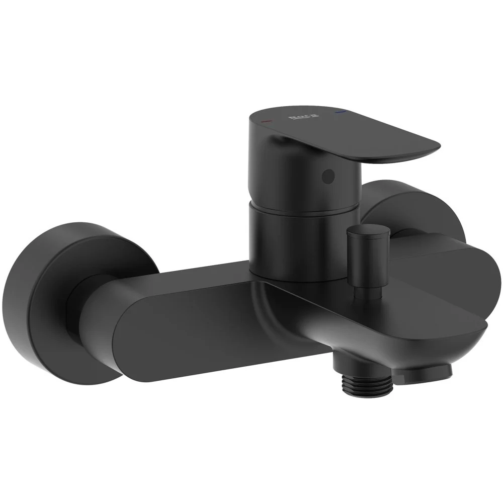 Roca Cala Baterie cada dus monocomanda, negru mat