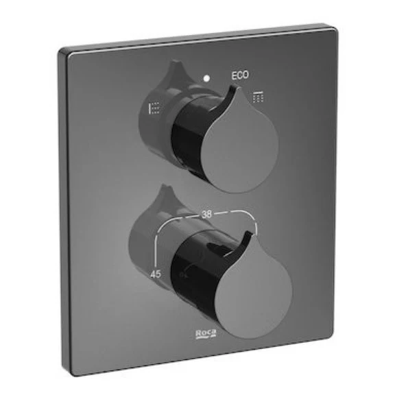 Roca Insignia Baterie cada dus cu termostat, negru lucios (titanium black)