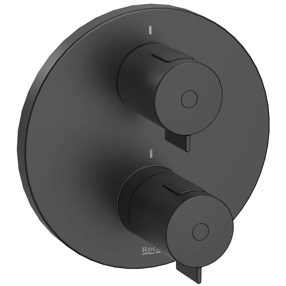 Roca T-500 Baterie cada dus cu termostat, incastrata, negru mat