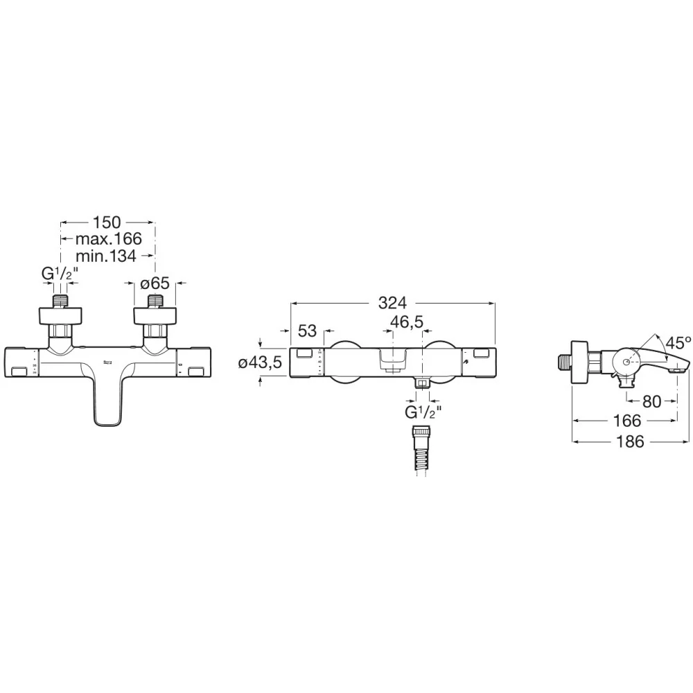 Roca Victoria T-500 Baterie cada dus cu termostat
