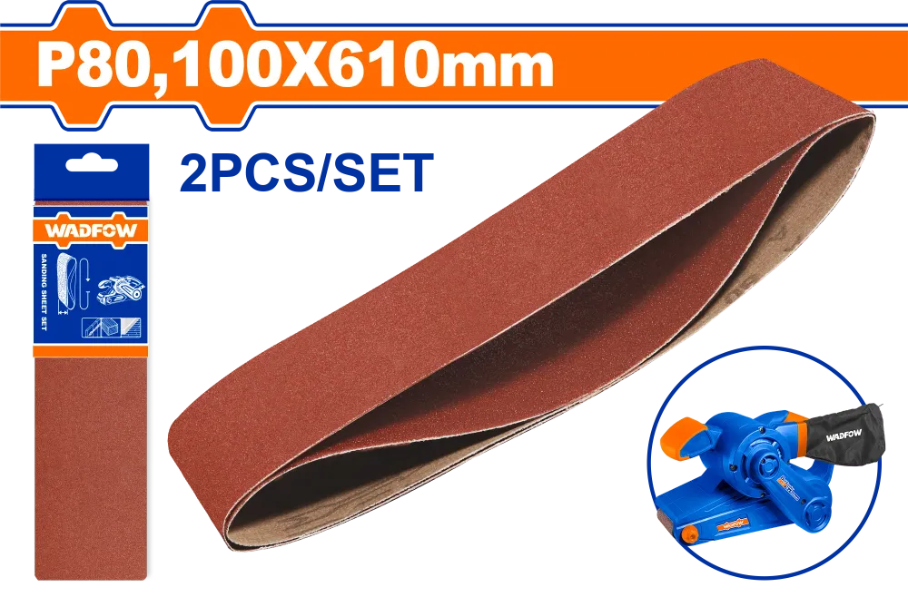 Set 2 buc hartie abraziva pentru slefuitor Wadfow, 100x610mm, P80