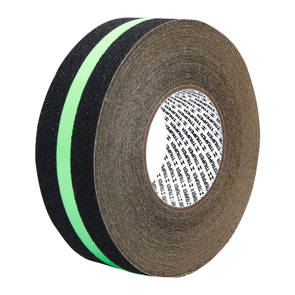 Banda adeziva antiderapanta fosforescenta Truper, rola de 18 m x 50 mm