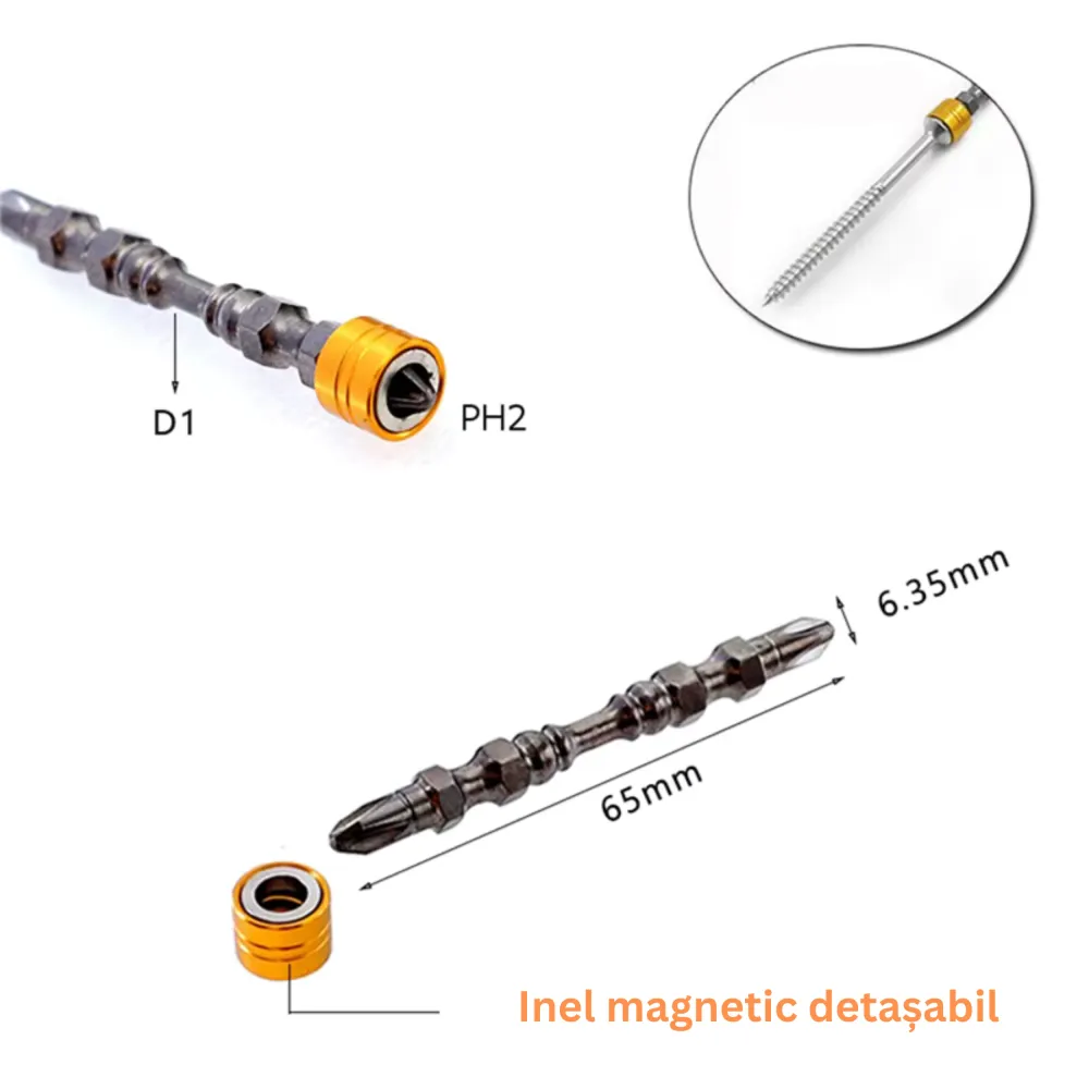 Set 10 Biți PH2 APF® – 65mm, Oțel Aliat, Pentru Șurubelniță Electrică