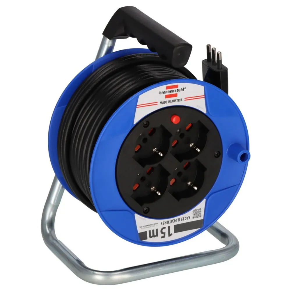 Rolă de cablu Brennenstuhl BAT ST 180 15m cu 4 prize, 3500W