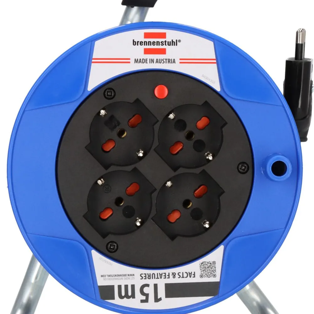 Rolă de cablu Brennenstuhl BAT ST 180 15m cu 4 prize, 3500W