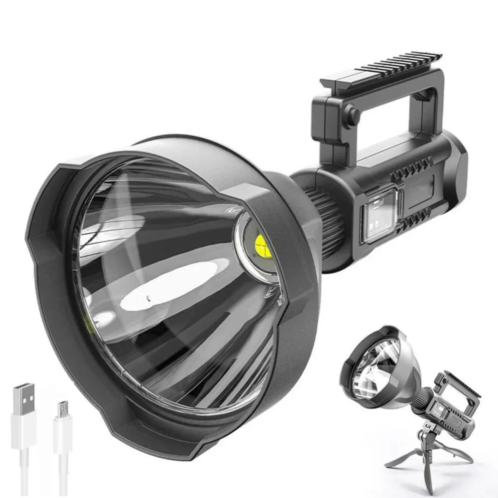 Lanterna Multifunctionala cu Trepied, Reincarcabila, Incarcare USB, 4 Moduri De Iluminat, Indicator baterie, Negru