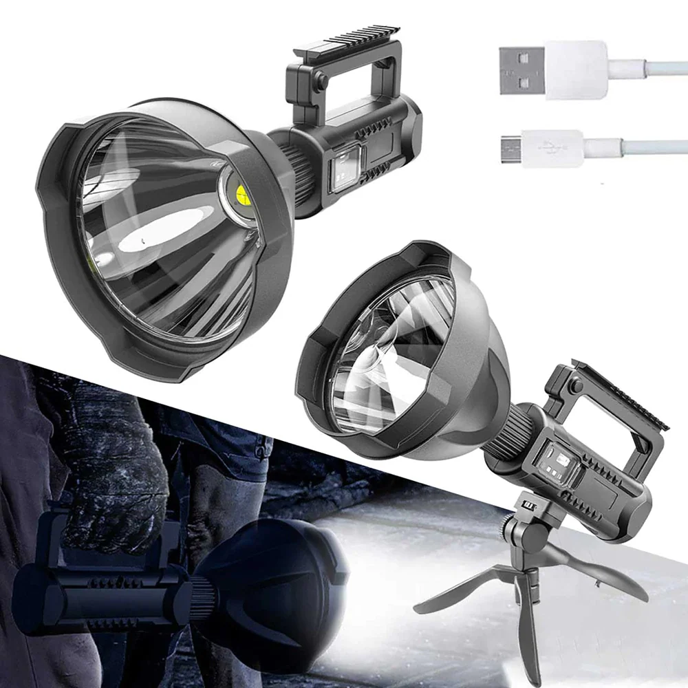 Lanterna Multifunctionala cu Trepied, Reincarcabila, Incarcare USB, 4 Moduri De Iluminat, Indicator baterie, Negru