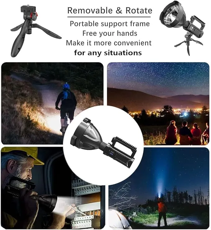 Lanterna Multifunctionala cu Trepied, Reincarcabila, Incarcare USB, 4 Moduri De Iluminat, Indicator baterie, Negru