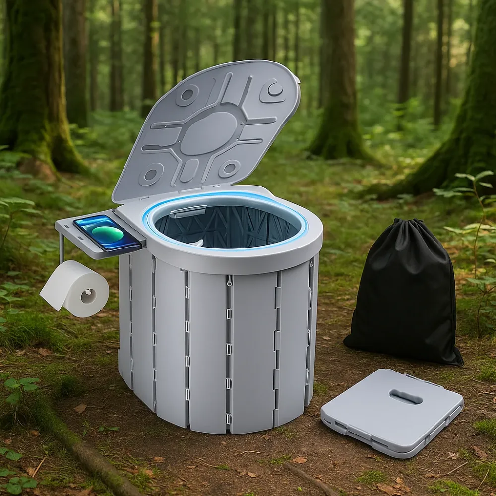 Toaleta Portabila Pliabila din ABS, Capacitate 200 kg, Pentru Camping si Drumetii
