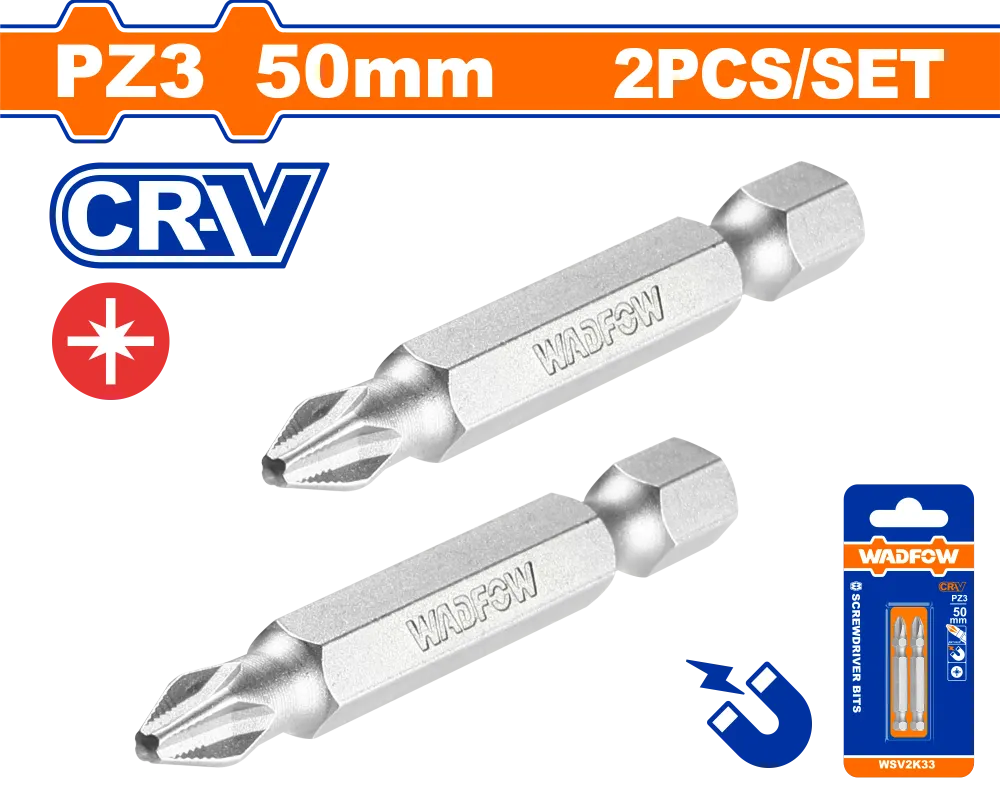 Set 2 biti Wadfow, prindere Hex, CR-V, lungime 50mm, tip varf PZ3