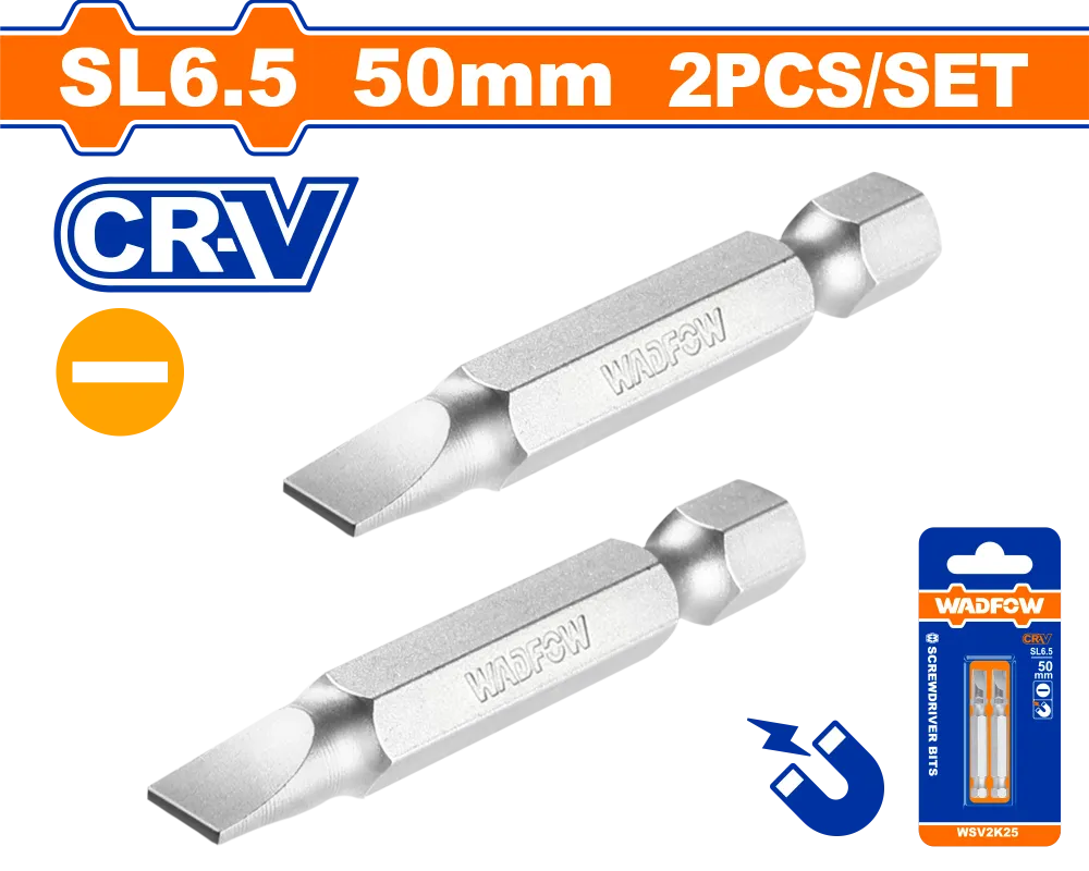 Set 2 biti Wadfow, prindere Hex, lungime 50mm, tip varf SL6.5*1.2mm