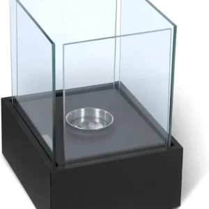 Semineu mobil cu bioetanol, otel, 24,50 x 20,50 x 28 cm, negru