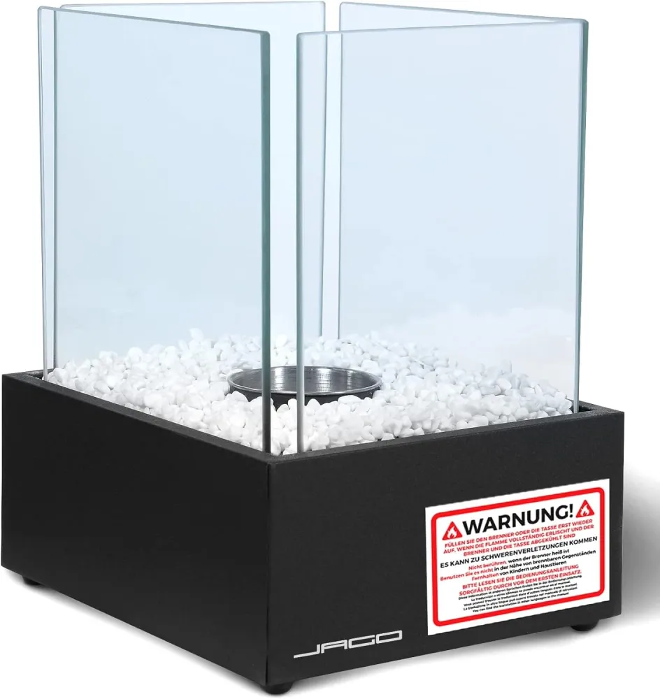 Semineu mobil cu bioetanol, otel, 24,50 x 20,50 x 28 cm, negru