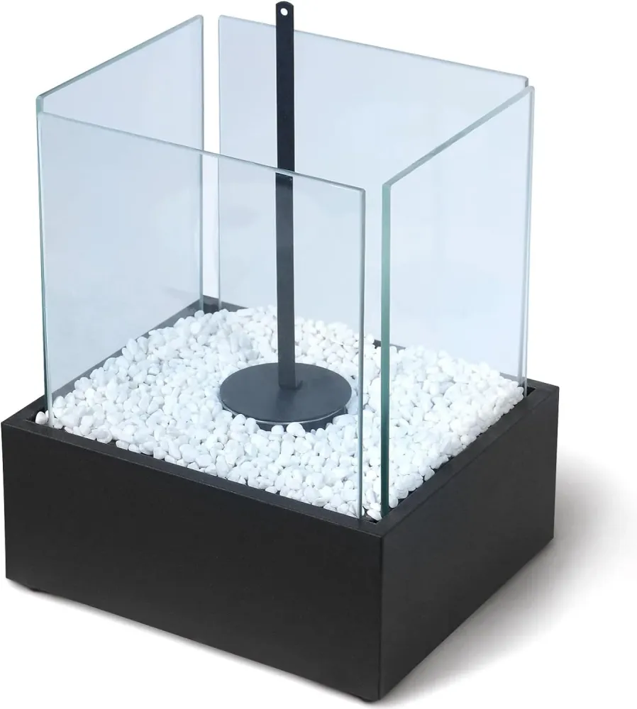 Semineu mobil cu bioetanol, otel, 24,50 x 20,50 x 28 cm, negru