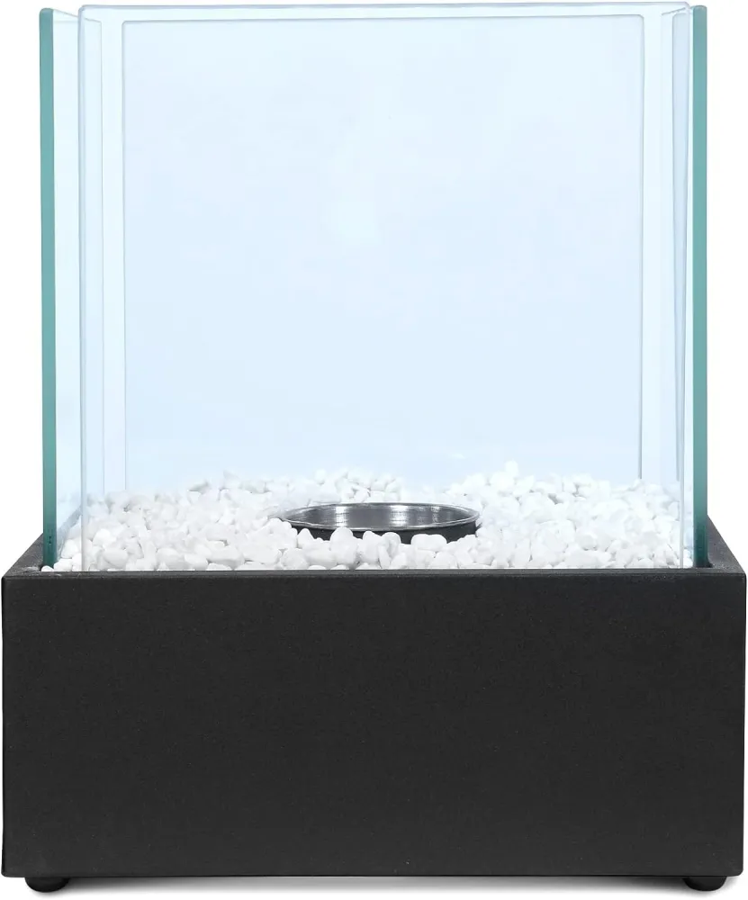 Semineu mobil cu bioetanol, otel, 24,50 x 20,50 x 28 cm, negru