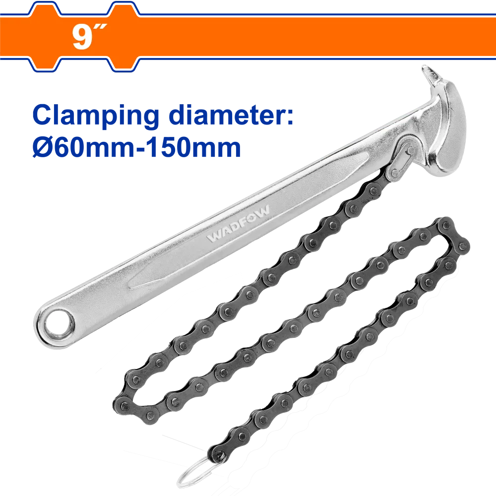 Cheie cu lant Wadfow, 9”, diametru 60-150mm, lungime lant 520mm