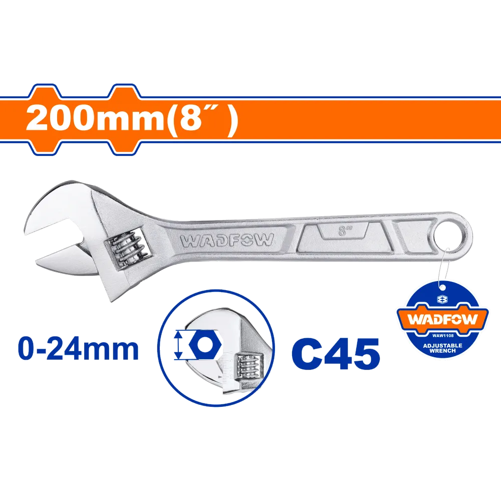 Cheie reglabila Wadfow, dimensiune 200mm/ 8", 0-24mm