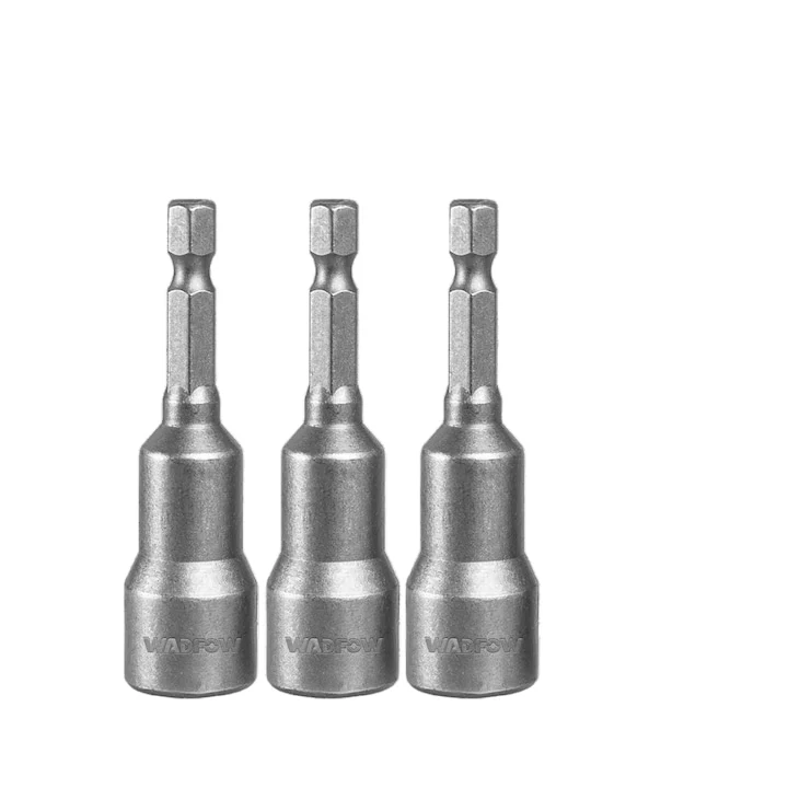 Set 3 adaptoare chei tubulare Wadfow, otel, 1/4” HEX, lungime 65mm, 12mm