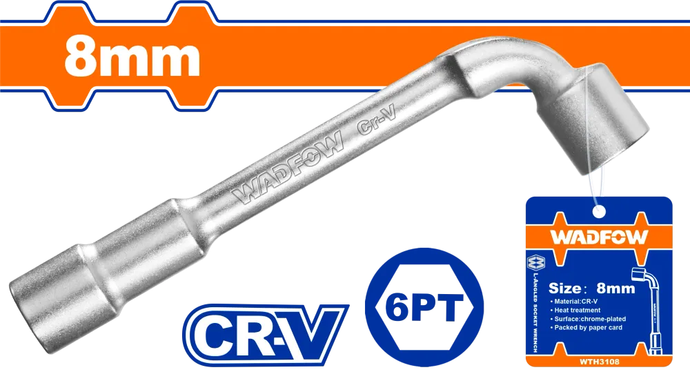 Cheie tubulara tip L Wadfow, Cr-V, dimensiune 8mm