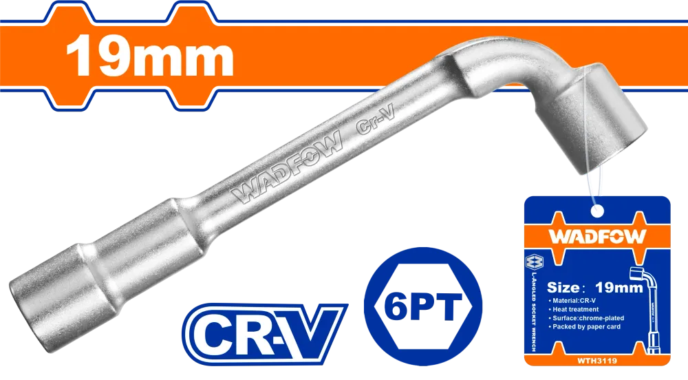 Cheie tubulara tip L Wadfow, Cr-V, dimensiune 19mm