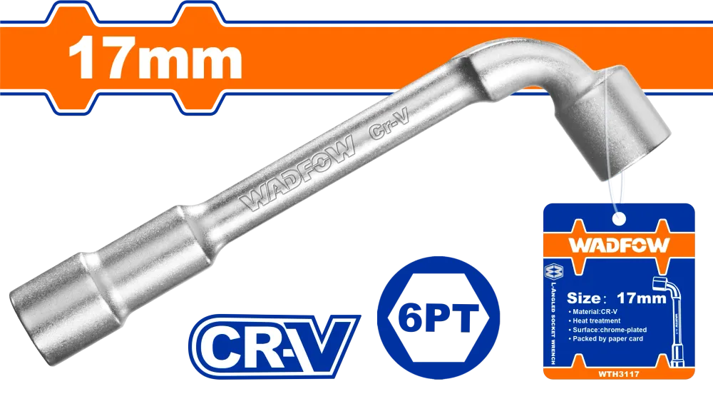 Cheie tubulara tip L Wadfow, Cr-V, dimensiune 17mm