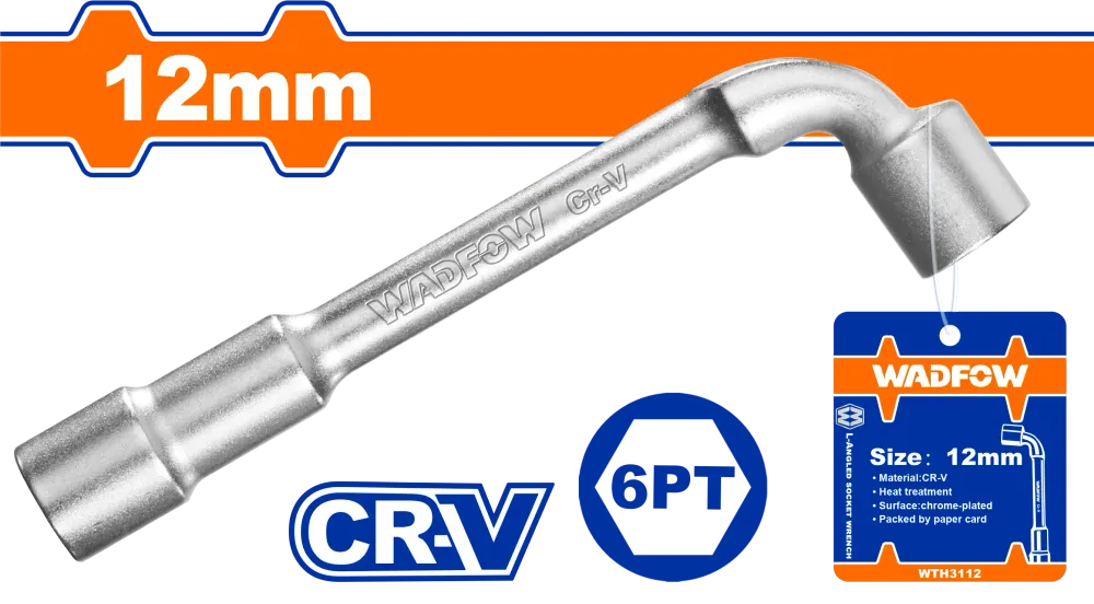 Cheie tubulara tip L Wadfow, Cr-V, dimensiune 12mm