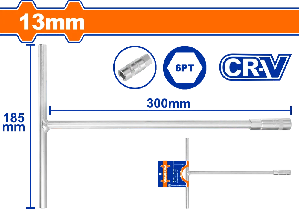 Cheie tubulara cu maner T Wadfow, Cr-V, dimensiune 13mm