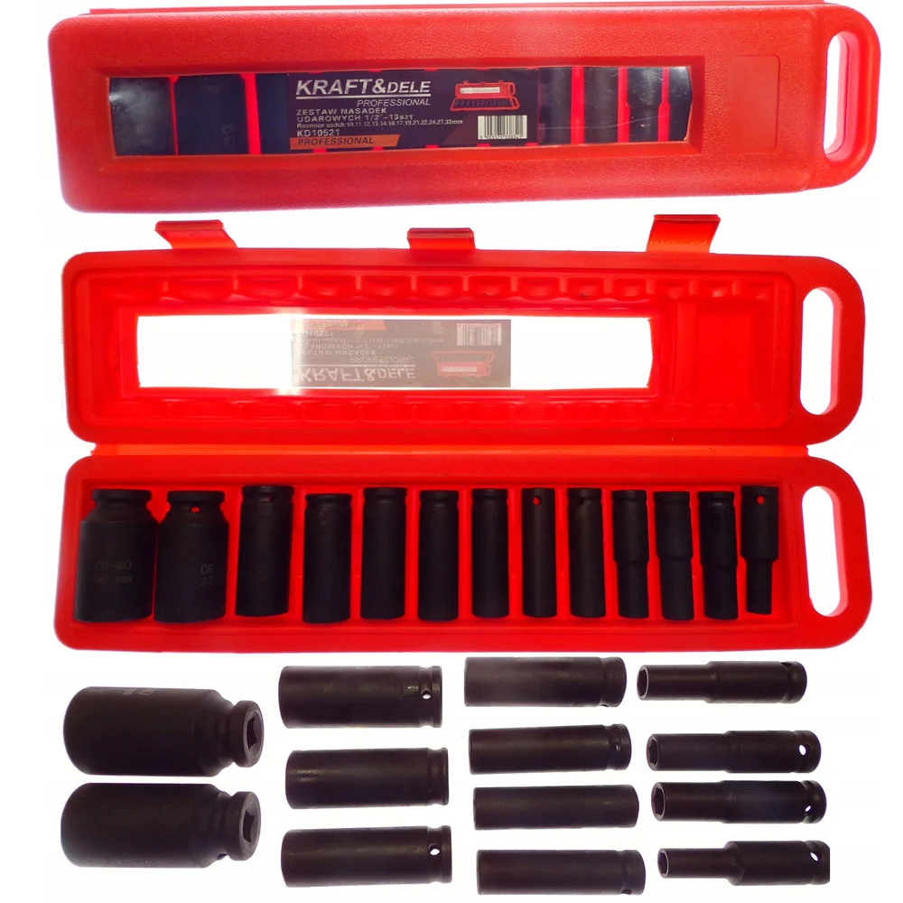 Set 13 prize cu impact Kraft&Dele KD10521, 1/2", 10-30mm, valiza transport inclusa