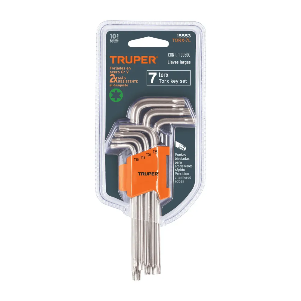 Set chei torx lungi, 7 piese, varianta lunga, din crom-vanadiu, Truper