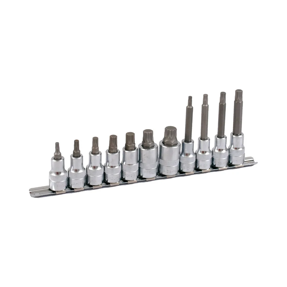 Set de chei tubulare bit cu caneluri 1/2" PROJAHN, M5-M16 suport sina 11 buc/set