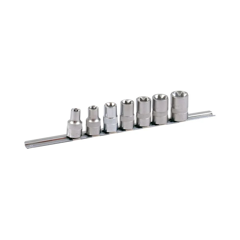 Set de chei tubulare E-TX 1/2" PROJAHN, E12-E24 suport sina 7 buc/set